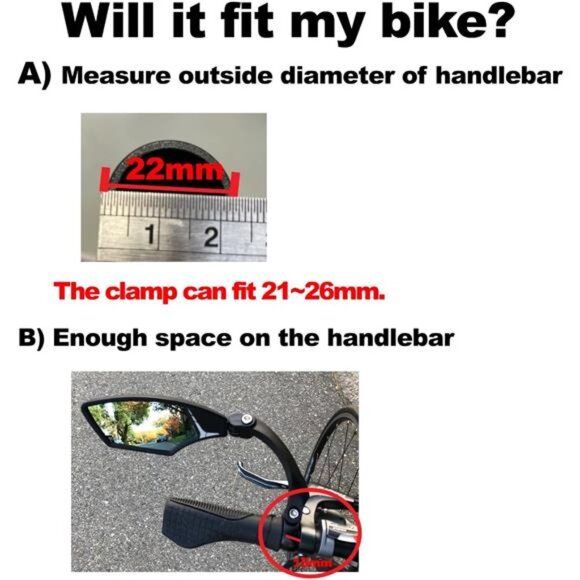Handlebar Bike Mirror,Stainless Steel Lens Mirror,Bicycle Rearview Mirror,Safety - Picture 7 of 8